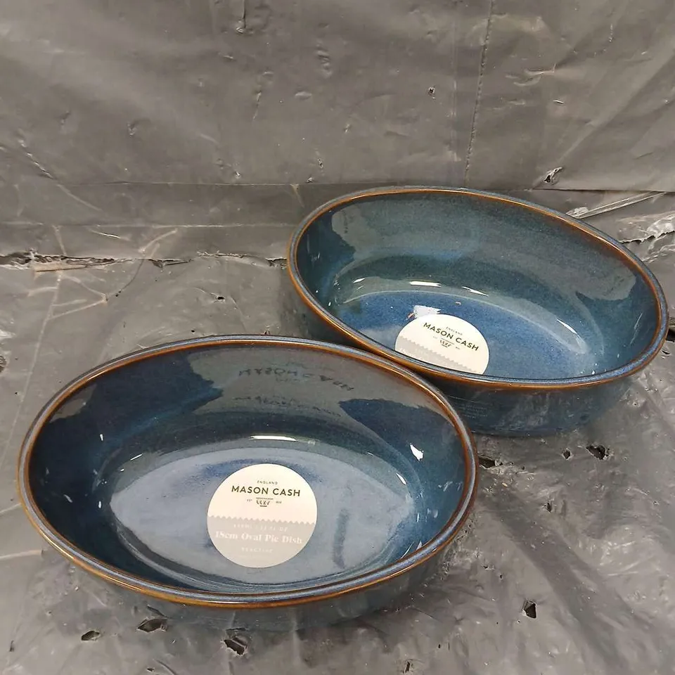 MASON CASH REACTIVE BLUE SET OF 2 OVAL PIE DISHES - COLLECTION ONLY 