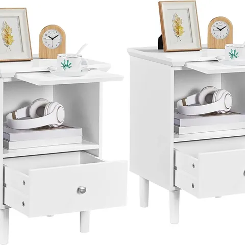 BOXED YAHEETECH SCANDINAVIAN BEDSIDE TABLES, WOODEN BEDSIDE TABLE (SET OF 2) - WHITE (1 BOX)