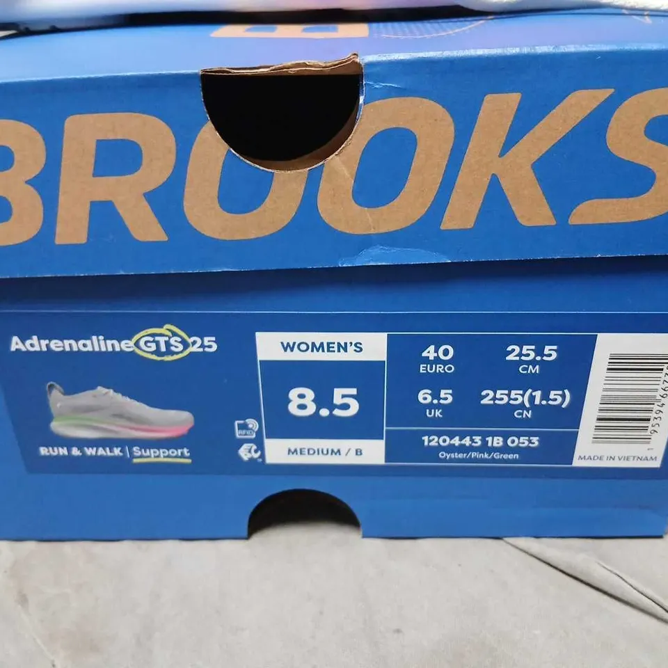 BROOKS ADRENALINE GTS 25 WOMEN'S RUNNING SHOES UK 6.5 (US 8.5) OYSTER/PINK/GREEN