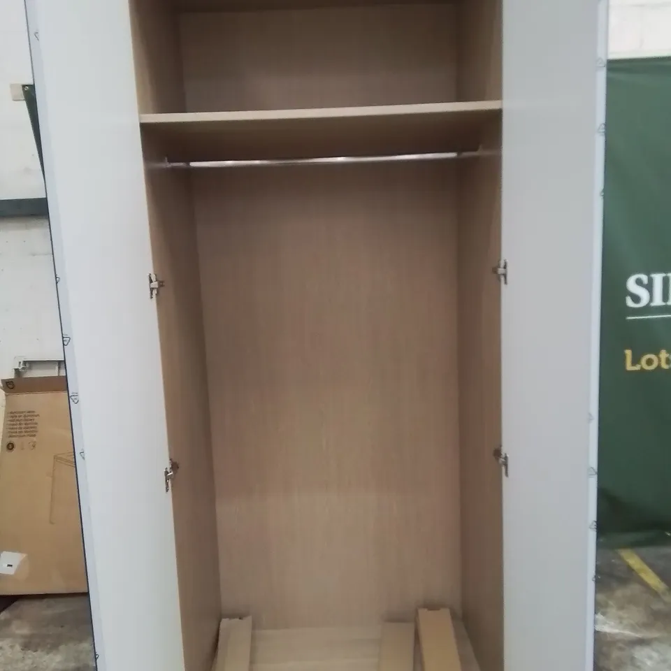 BUILT UP DOUBLE DOOR WARDROBE WITH MIRROR DOORS, RAIL & SHELF