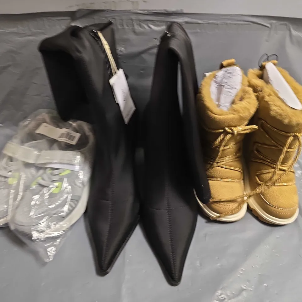 BOX OF APPROXIMATELY 15 PAIRS OF ASSORTED SHOES IN VARIOUS COLOUR, STYLES AND SIZES