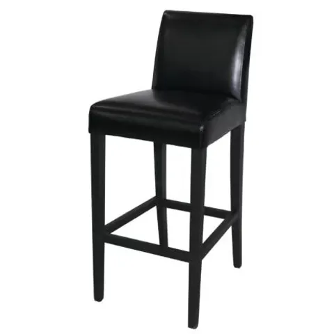 BOXED BOLERO GG651 FAUX BLACK LEATHER HIGH BAR STOOL (SINGLE)