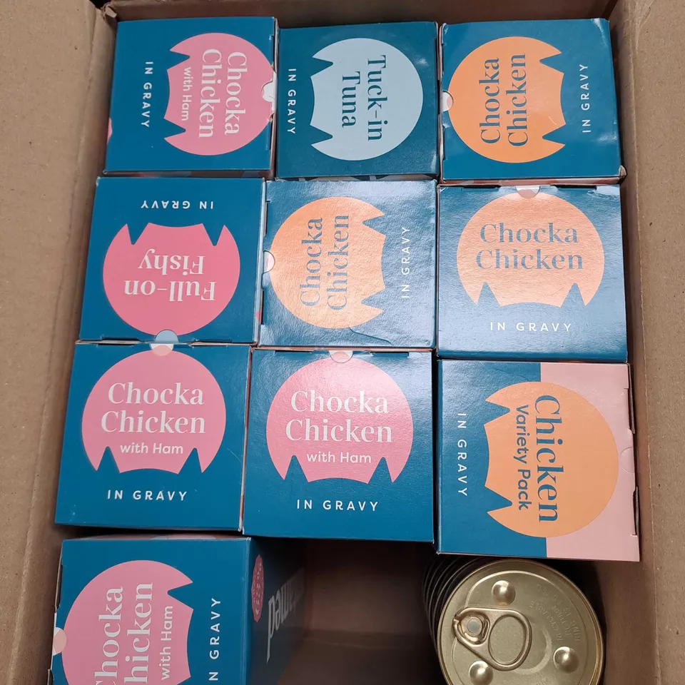 BOXED UNTAMED APPROX 50 CATFOOD TINS IN ASSORTED FLAVOURS 