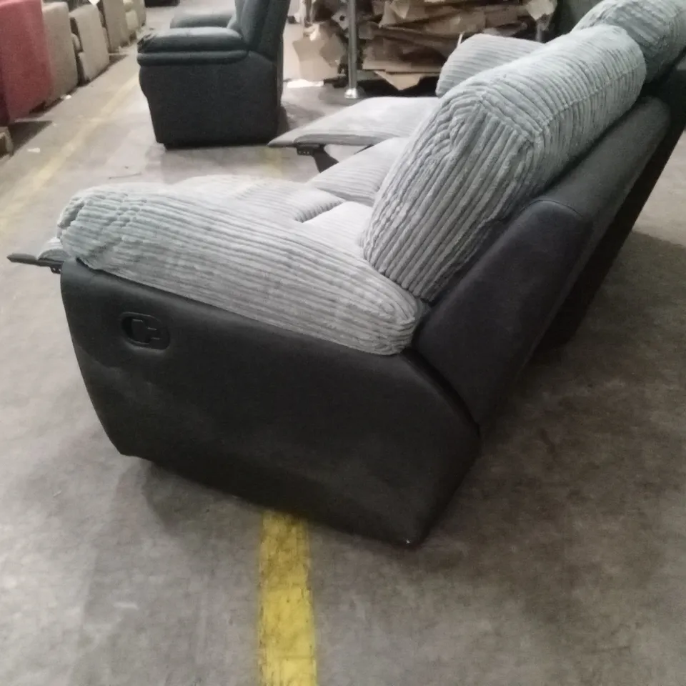 SIENNA FABRIC/FAUX LEATHER HIGH BACK 3 SEATER RECLINER SOFA RRP £849