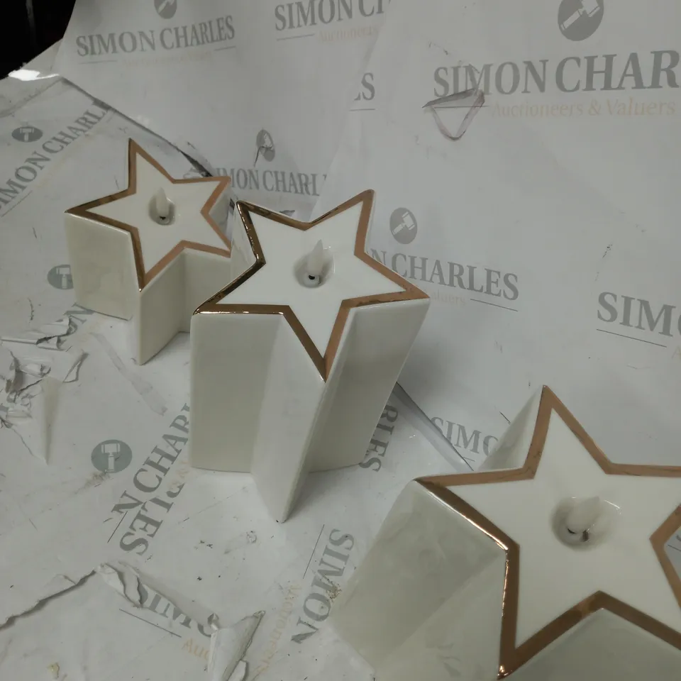 HOME REFLECTIONS CERAMIC STAR PRE-LIT CANDLES - WHITE 