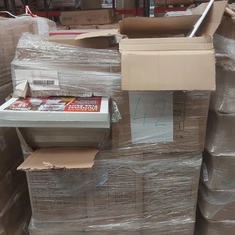 PALLET CONTAINING A VERY LARGE QUANTITY OF ASSORTED ITEMS INCLUDING: CHRISTMAS TREE SKIRTS, CHRISTMAS DECORATIONS, CHRISTMAS EVE BOXES ECT