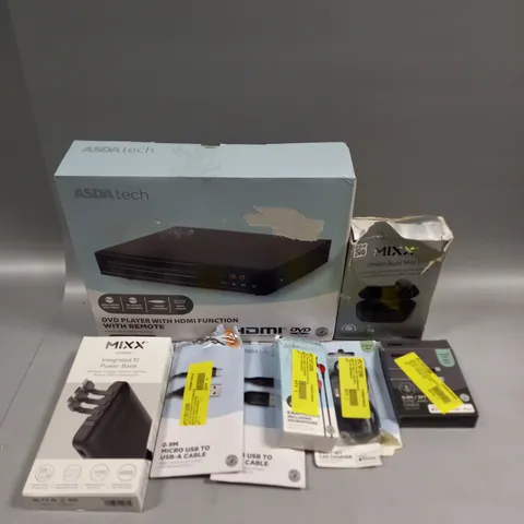 APPROXIMATELY 20 ASSORTED ELECTRICAL PRODUCTS TO INCLUDE DVD PLAYER, HEADPHONES, POWER BANK ETC