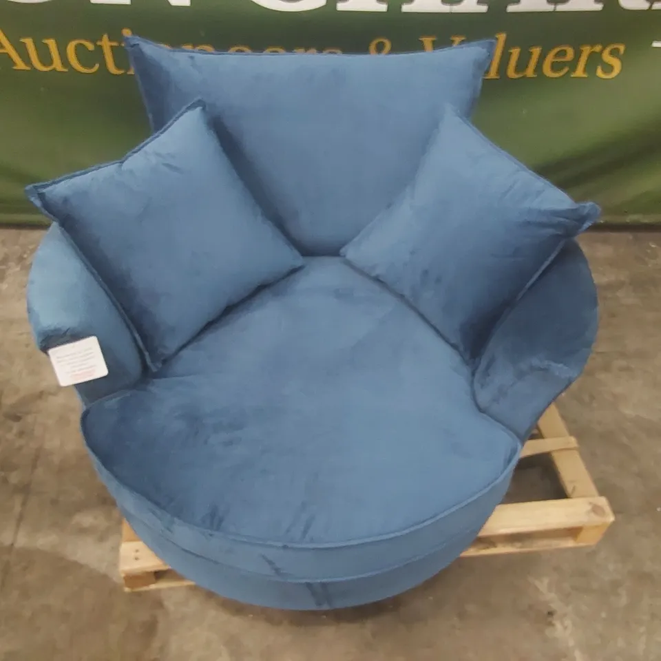 QUALITY DESIGNER FAYYAZ VELVET SWIVEL BASE CUDDLE CHAIR