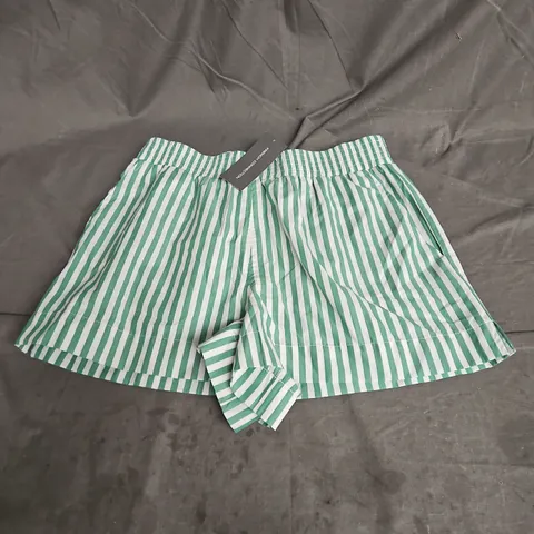 FRENCH CONNECTION STRIPE SHIRTING SHORTS IN JELLYBEAN/WHITE SIZE M