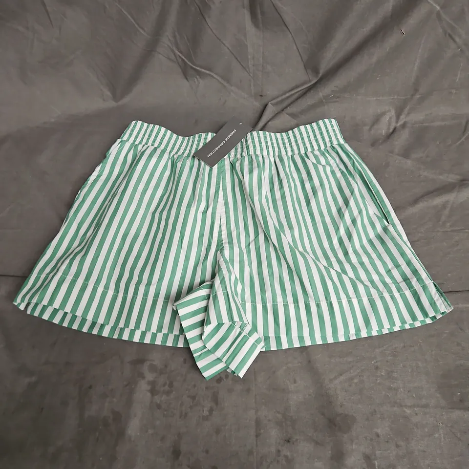 FRENCH CONNECTION STRIPE SHIRTING SHORTS IN JELLYBEAN/WHITE SIZE M