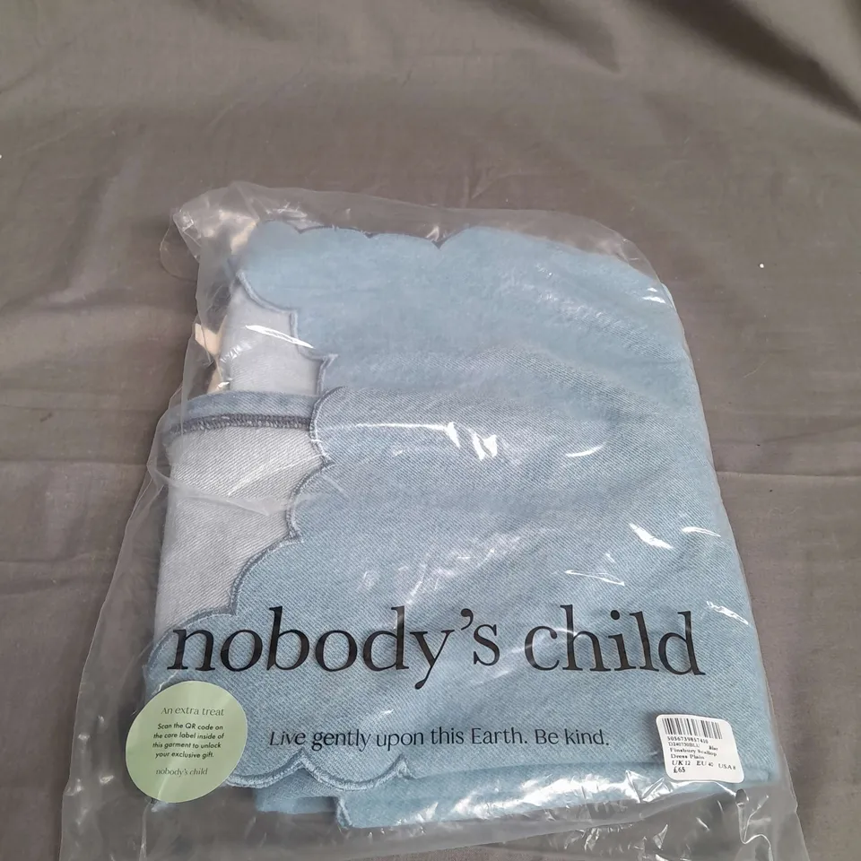 SEALED NOBODYS CHILD FINSBURY SCALLOP DRESS PLAIN BLUE DENIM - UK 12 