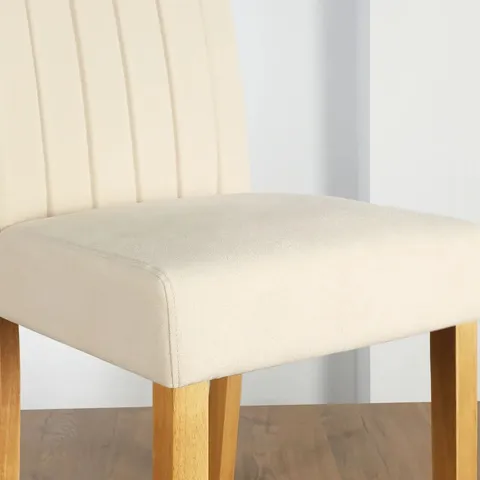 BOXED SAINSBURY DINING CHAIR - IVORY CLASSIC PLUSH FABRIC & NATURAL OAK FINISH