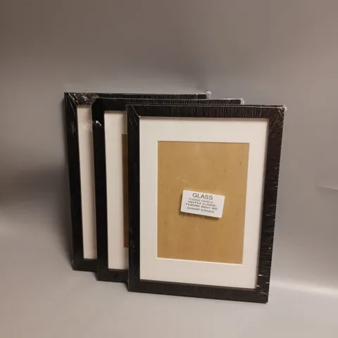 LOT OF 3 GLASS PHOTO FRAMES IN BLACK A4 FOR A5