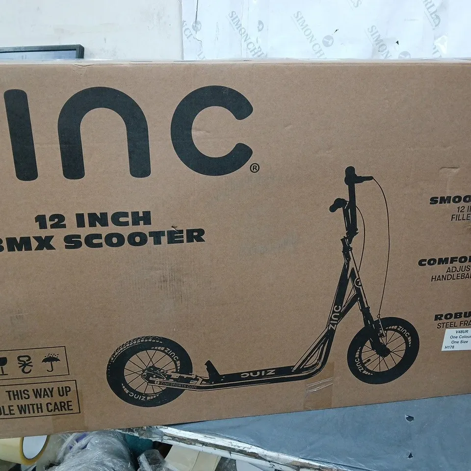 BOXED ZINC 12 INCH BMX SCOOTER IN NEOCHROME - COLLECTION ONLY RRP £149.99