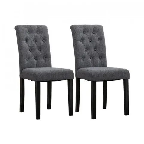 BOXED BRICK AND BARREL TUFTED LINEN SIDE CHAIRS (SET OF 2, 1 BOX)