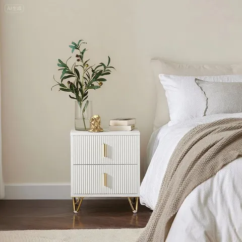 BOXED ALDEA 2 DRAWER BEDSIDE TABLE - WHITE  (1 BOX)