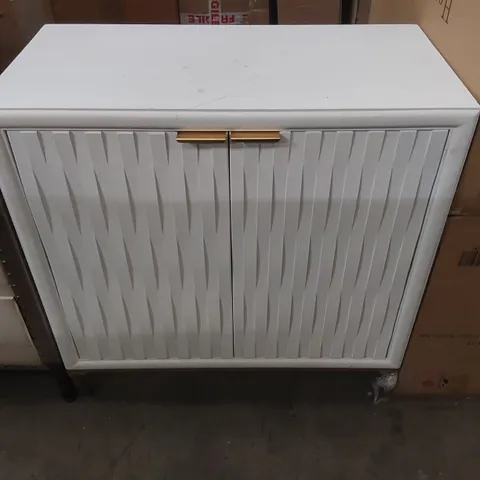 HOMESDIRECT365 2 DOOR WHITE WOODEN SIDEBOARD 