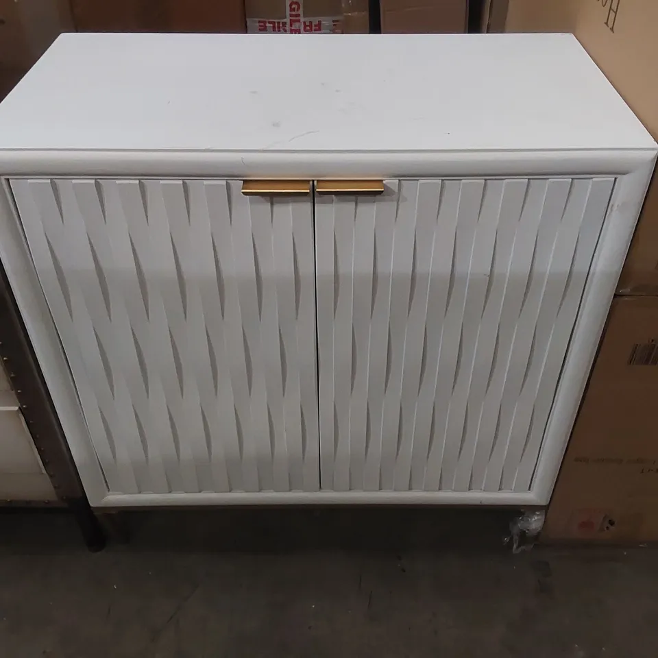 HOMESDIRECT365 2 DOOR WHITE WOODEN SIDEBOARD 