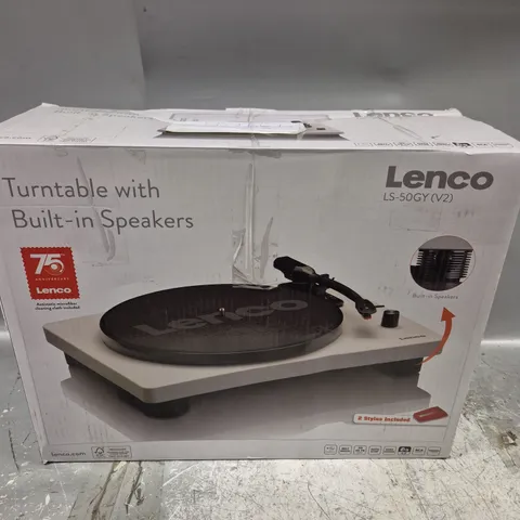 BOXED LENCO LS-50GY TURNTABLE WITH BUILT IN SPEAKERS