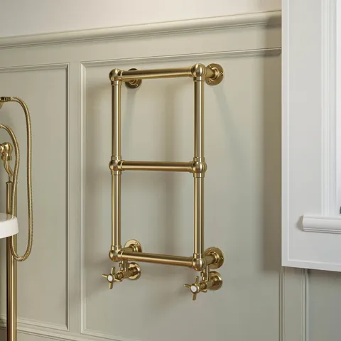 BOXED BRASS VERTICAL TRADITIONAL TOWEL RADIATOR 700 X 400MM - REGENT REGBB700