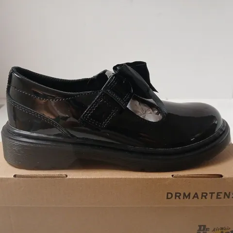 BOXED PAIR OF DR. MARTENS POLLEY II BOW J BLACK PATENT LEATHER SHOES - 2.5