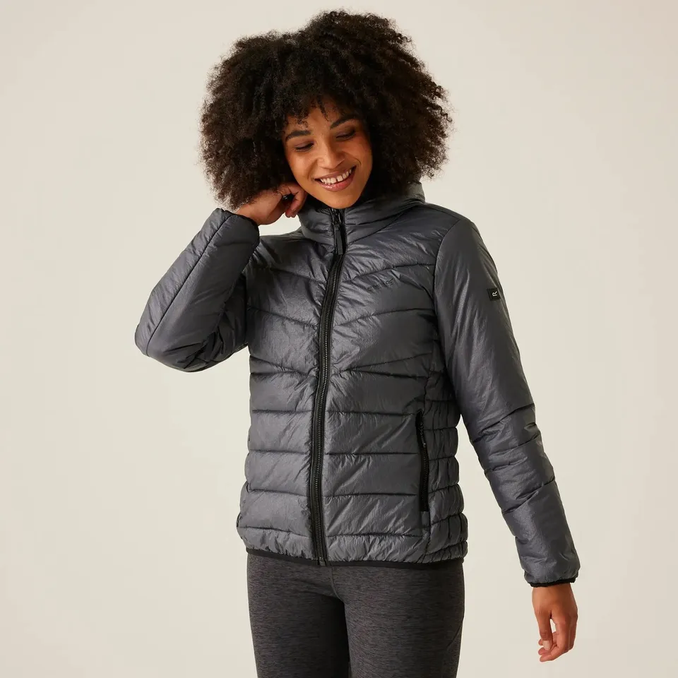 BRAND NEW REGATTA WOMEN’S HEATHERLY HOODED PUFFER SEAL GREY SIZE 20