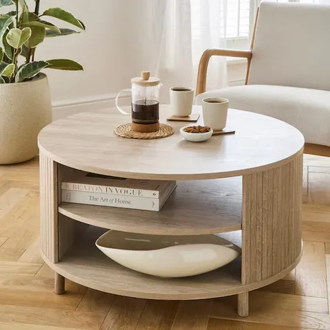 TATE 2 SHELF ROUND COFFEE TABLE - OAK EFFECT