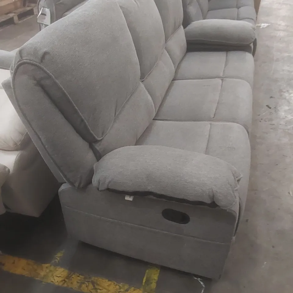 DESIGNER 3 SEATER FABRIC UPHOLSTERED MANUAL RECLINER SOFA 