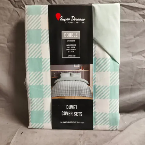 SUPER DREAMER GINGHAM CHECK DUVET COVER SET - DOUBLE