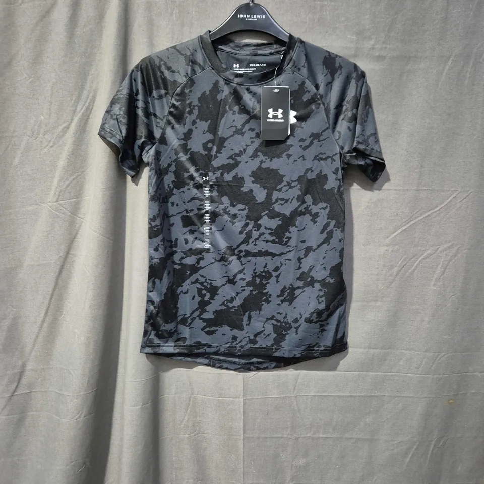 UNDER ARMOUR CAMOUFLAGE T-SHIRT BLACK/GREY YM/JM/J-M (YOUTH/JUNIOR FIT)