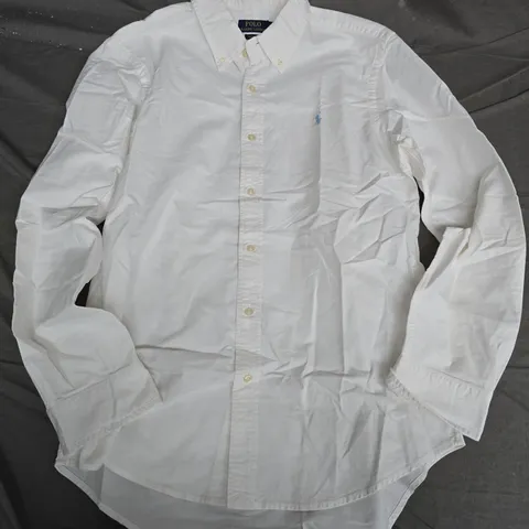 POLO RALPH LAUREN CUSTOM FIT WHITE BUTTON-DOWN SHIRT - LARGE