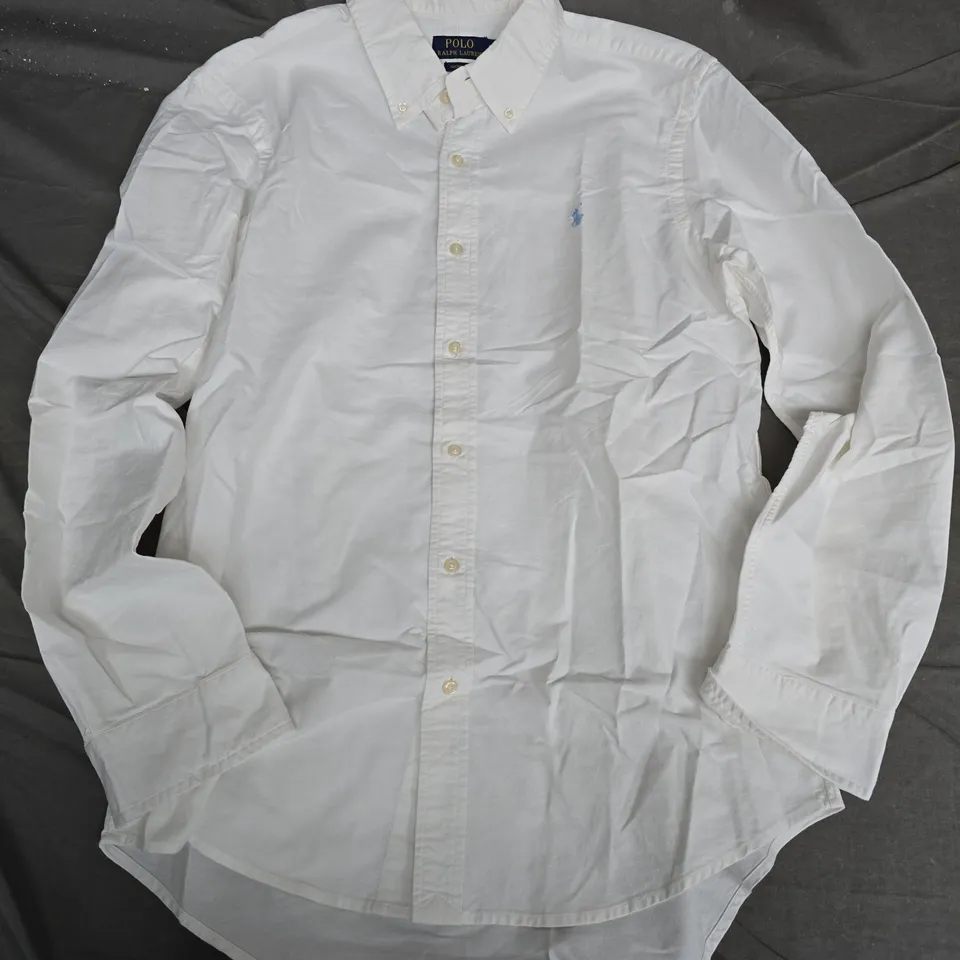 POLO RALPH LAUREN CUSTOM FIT WHITE BUTTON-DOWN SHIRT - LARGE