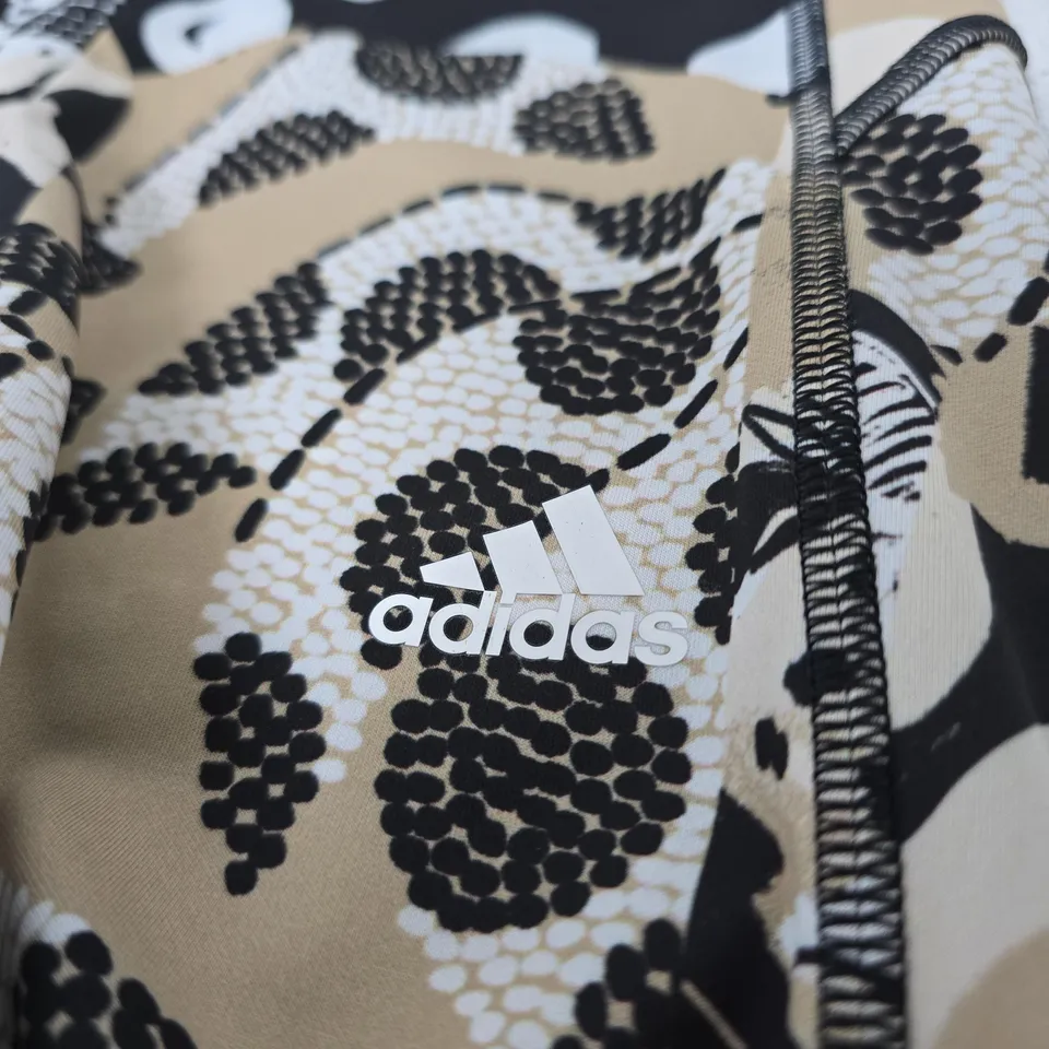 ADIDAS TIGHT FIT HIGH RISE 7/8 STYLE WOMEN'S LEGGINGS – BLACK/BEIGE CAMOUFLAGE, UK 8-10