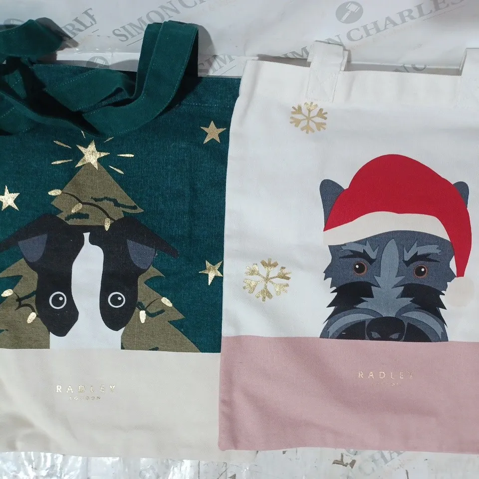 RADLEY LONDON SET OF 2 CHRISTMAS FRIENDS CANVAS TOTE BAGS