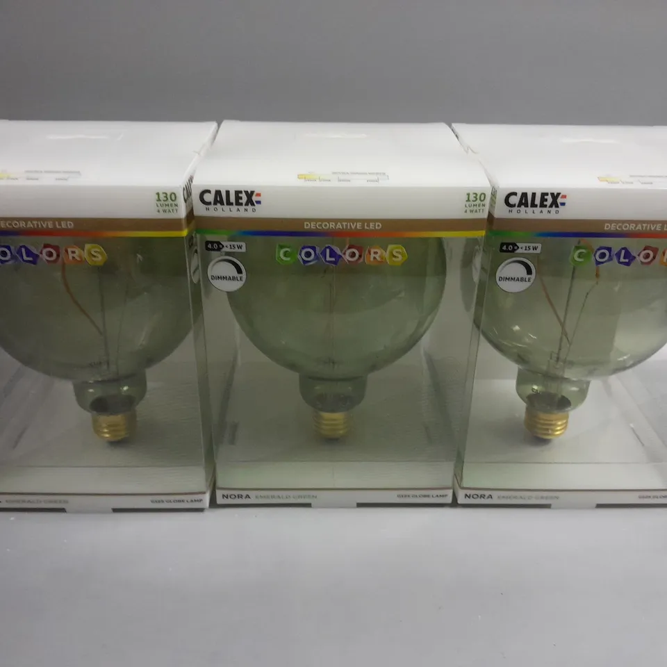 3 X BOXED CALEX HOLLAND NORA 130 LUMEN GLOBE LAMP - EMERALD GREEN G125