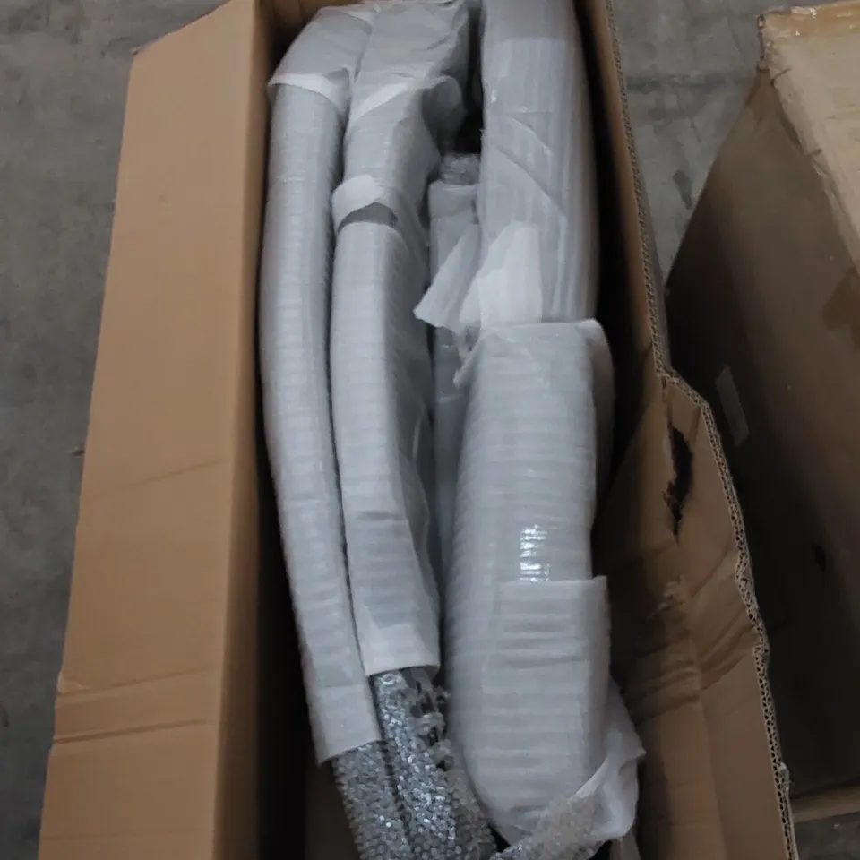 BOXED ROMANO DINING CHAIR IN GREY LINEN WITH BLACK LEGS - SET OF 2