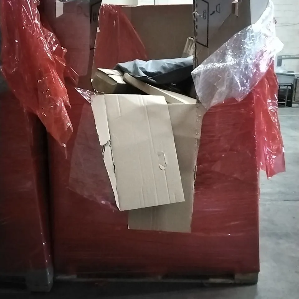 PALLET OF HOUSEHOLD ITEMS TO INCLUDE WARDROBE, CANVAS PRINT, 3D PRINTER, BED CANOPY AND OTHER ASSORTED ITEMS...