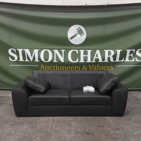 SONA 3 SEATER LEATHER SOFA - MISSING BACK CUSHIONS