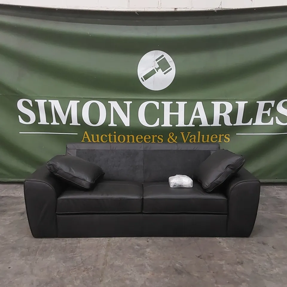 SONA 3 SEATER LEATHER SOFA - MISSING BACK CUSHIONS  RRP £1249