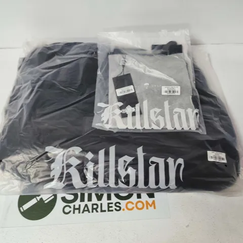 LOT OF APPROXIMATELY 38 BRAND NEW KILLSTAR CLOTHING ITEMS TO INCLUDE DARK AURA CLOAKS AND MIDNIGHT MISFITS TOPS - VARIOUS SIZES