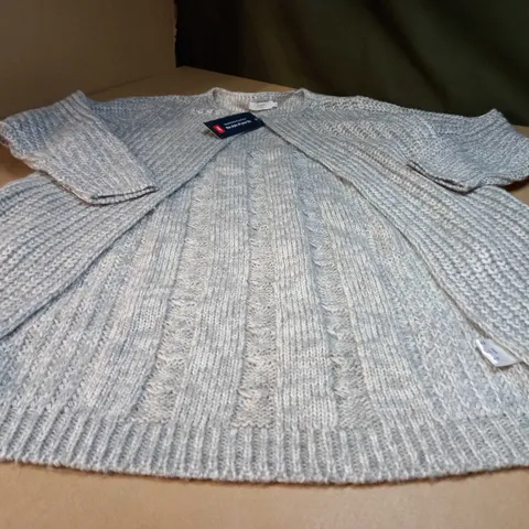 COTTON TRADER GREY MARL KNITTED CARDIGAN - SIZE 14