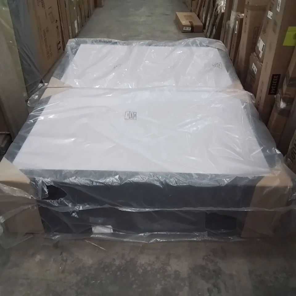 BAGGED EVERYDAY 2 DRAWER SMOOTH VELVET DIVAN BASE - GREY, DOUBLE (2 ITEMS)