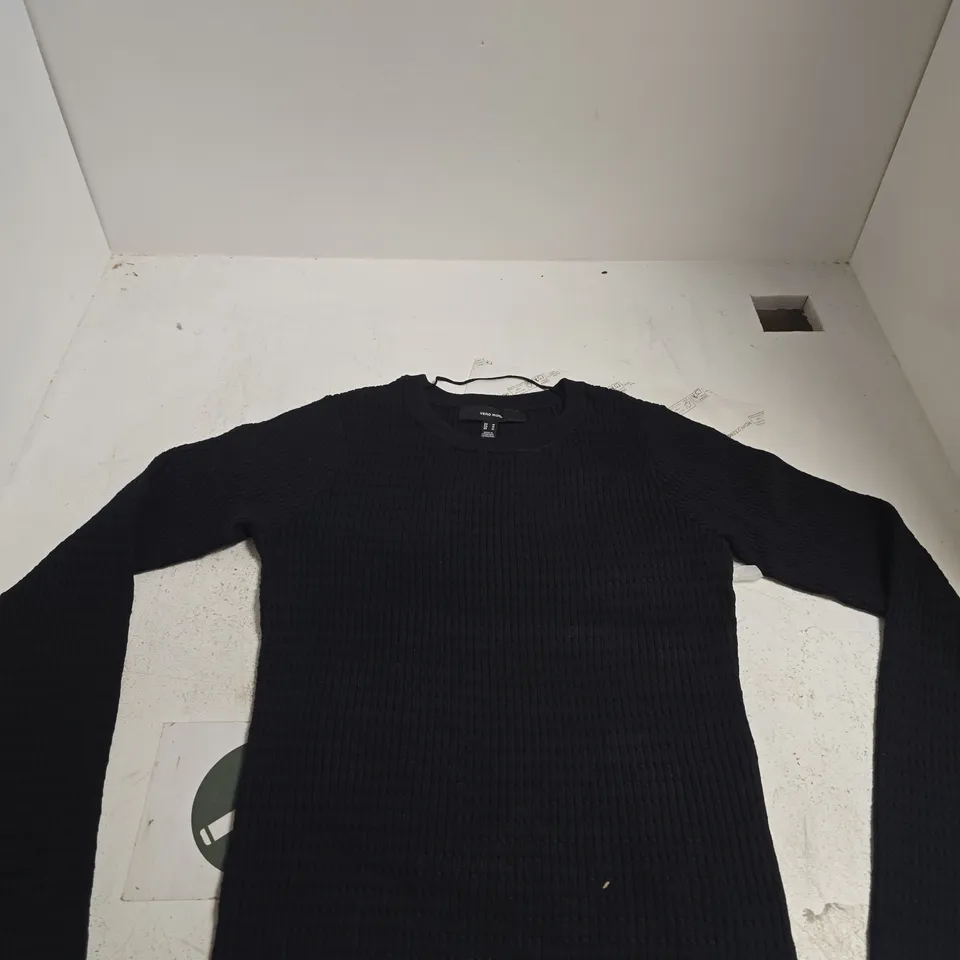 VERO MODA BLACK CABLE KNIT O-NECK PULLOVER – WOMEN'S, SIZE M
