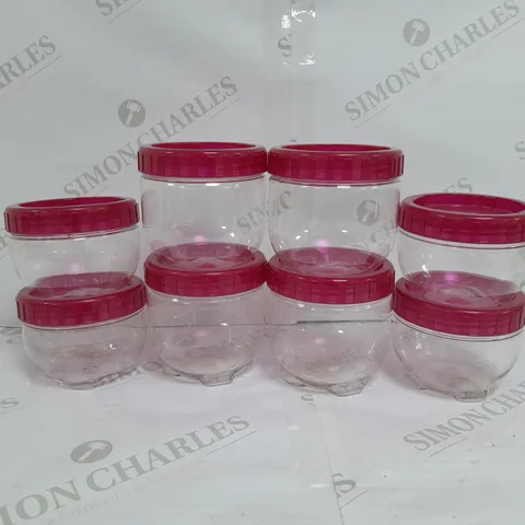 SET OF 8 PLASTIC SCREW LID FOOD CONTAINERS