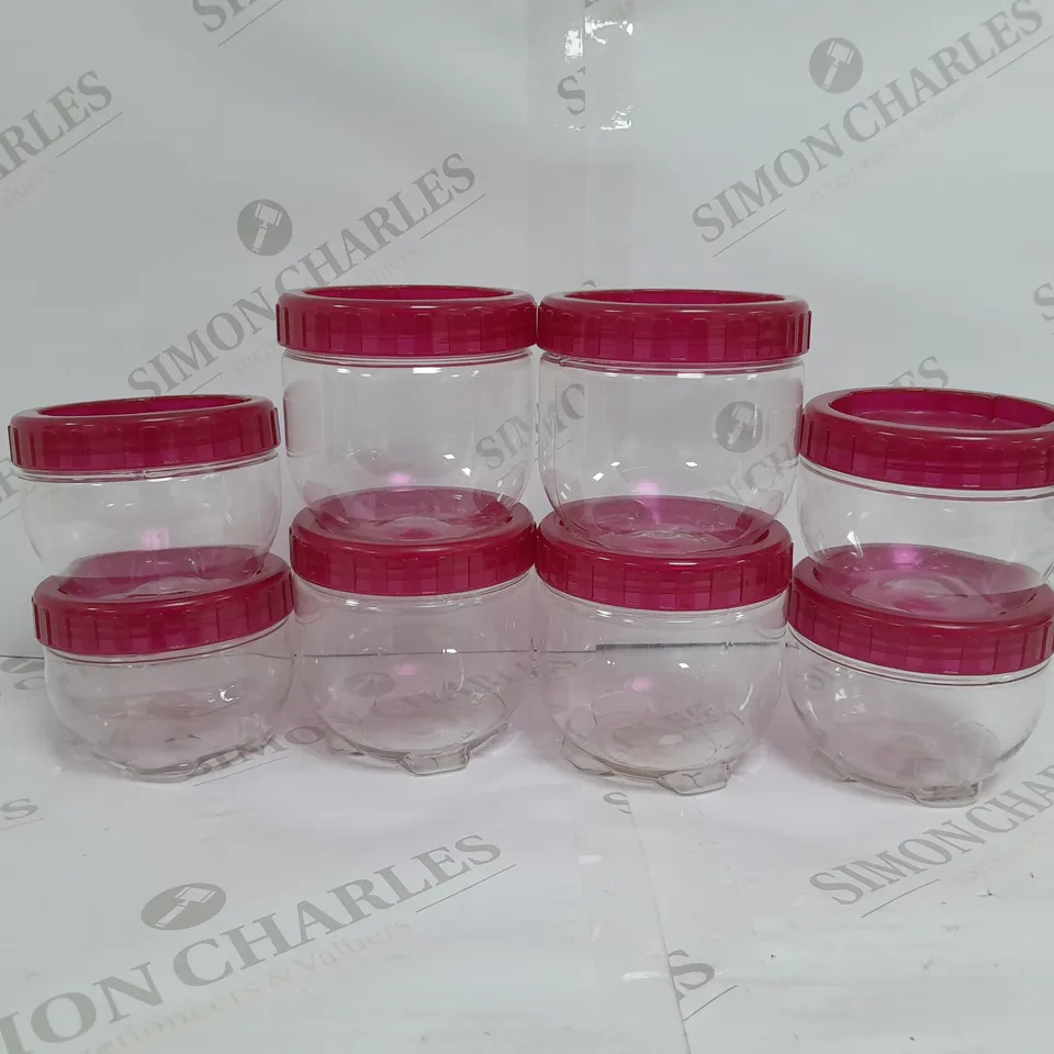 SET OF 8 PLASTIC SCREW LID FOOD CONTAINERS