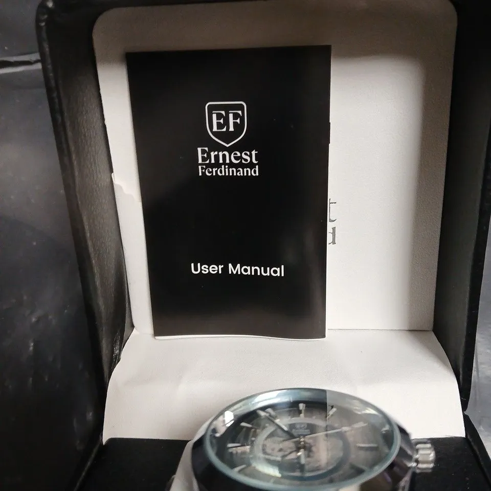 ERNEST FERDINAND WORLD TIME WRISTWATCH – STAINLESS STEEL, BOXED