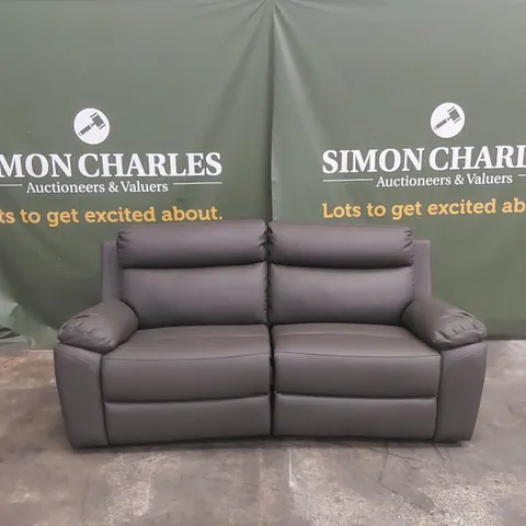 EDISON 3 SEATER LUXURY FAUX LEATHER MANUAL RECLINER SOFA - CHARCOAL