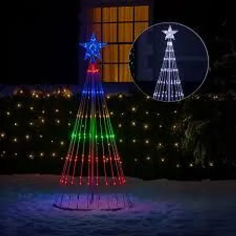 BOXED NEO 8FT WHITE WATERFALL LED OUTDOOR CHRISTMAS TREE LIGHT CASCADING STAR TREE WITH 5M LEAD MULTI FUNCTION MODES