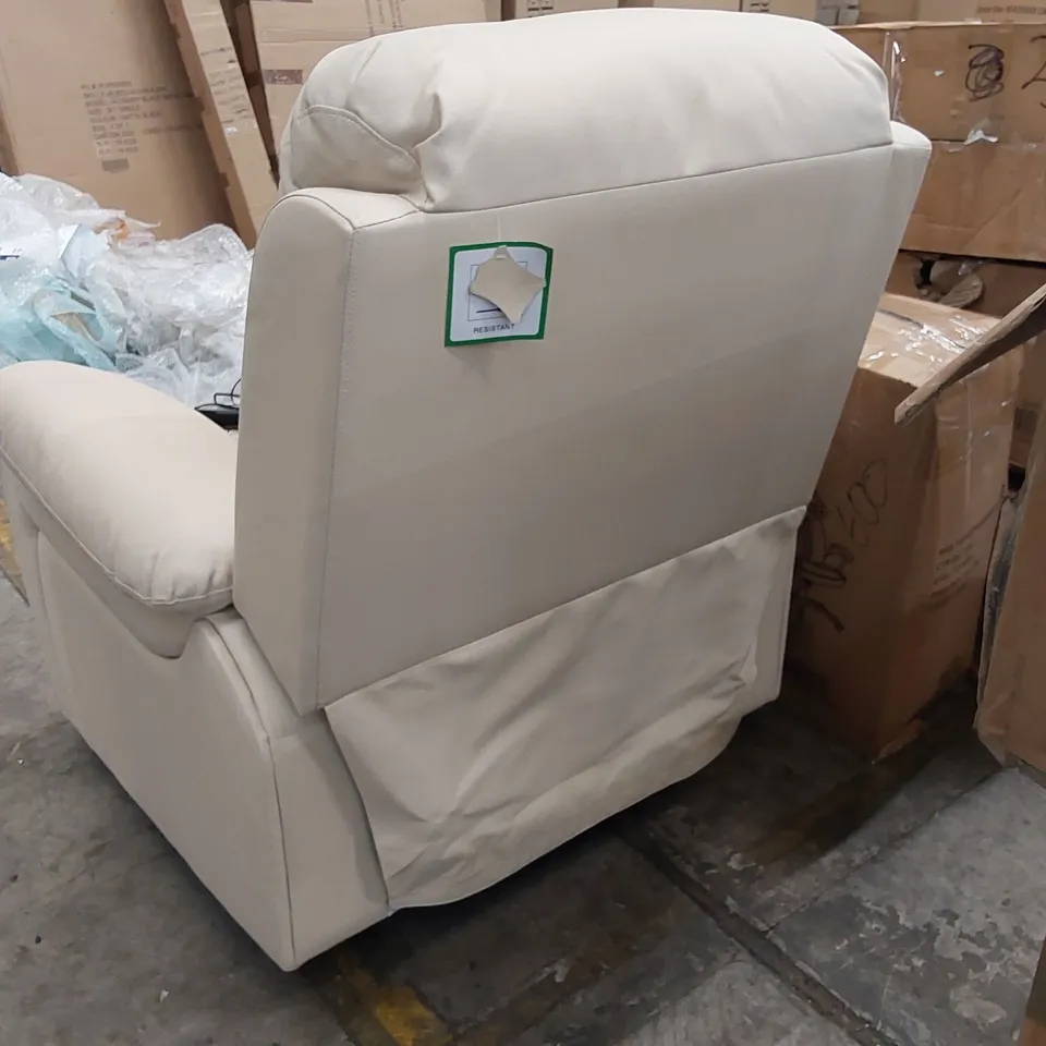DESIGNER CREAM LEATHER ELECTRIC RECLINING CHAIR (1 ITEM)