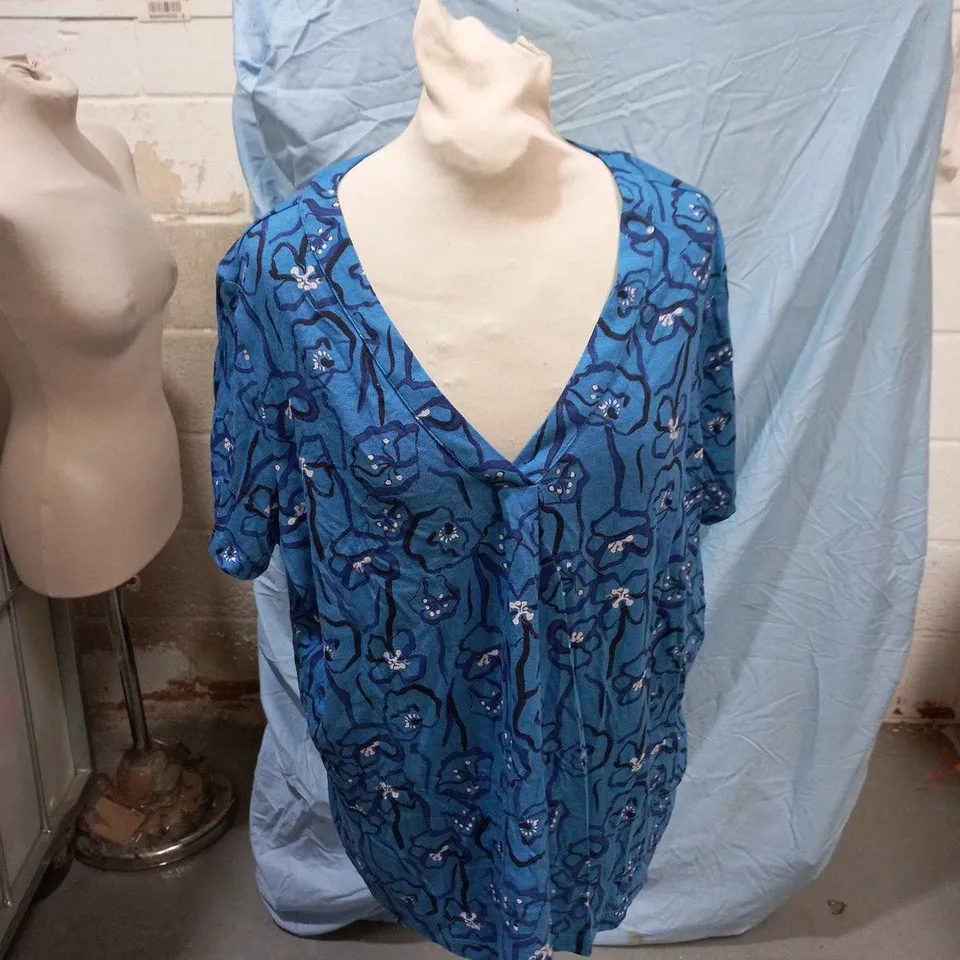 SEASALT BARNOON TOP – BLUE FLORAL, CORNWALL (BARNOON TOP WM40306)